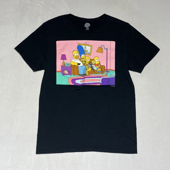 The Simpsons Cartoon T Shirt Adult Medium Black Family TV Time Tee Cotton - Picture 1 of 7